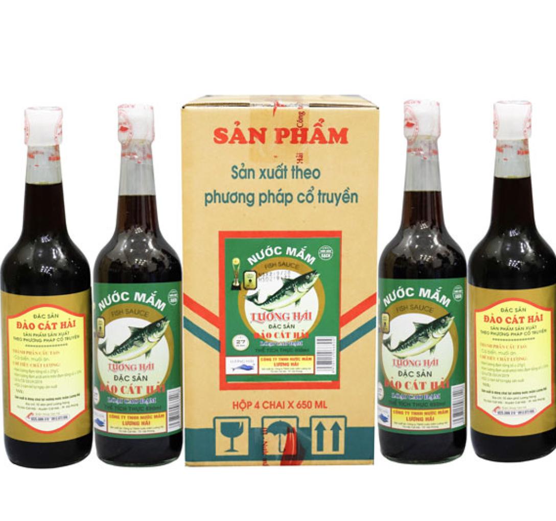 Nước mắm cao đạm hộp 4 chai 650ml 27 độ đạm