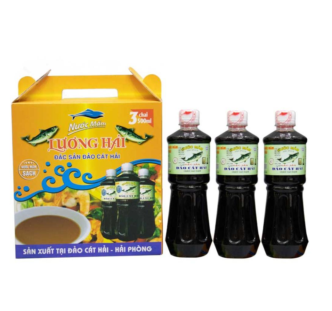 Nước mắm cao đạm hộp 3 chai 500ml 27 độ đạm